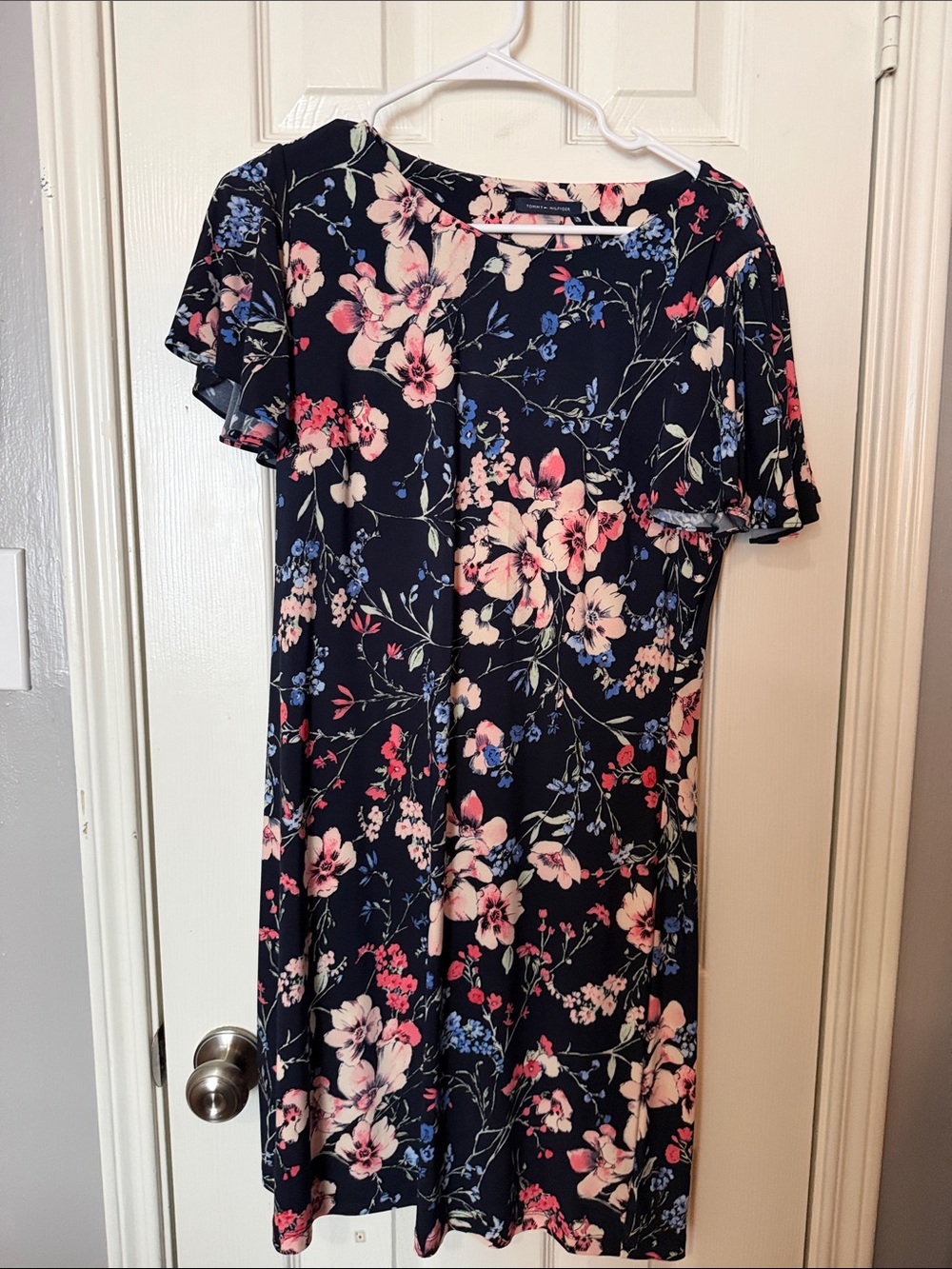 Tommy Hilfiger Black Floral Flutter-Sleeve Mini Dress